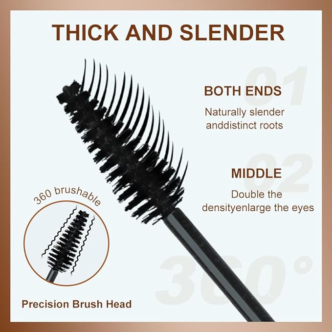 Waterproof Silk Fibre Thick Lengthening Mascara, 4D Silk Fiber Lash Mascara for Women, Long Lasting Smudge-Proof Curling Eyelashes Mascaras Black Volume and Length Natural, All Day Full (2)