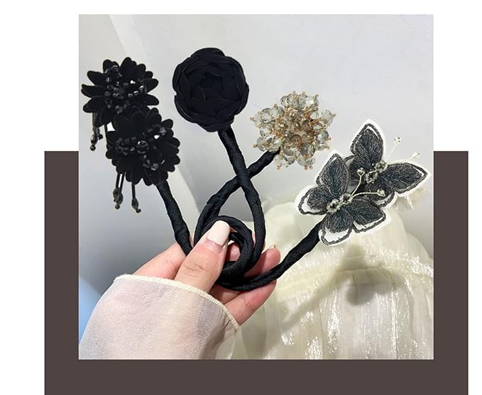 3 Pieces Hair Accessory Set: Round Bun Maker, Crown Hairstyle Shaper, Lazy Hair Curler Bun Clips for Women & Girls (Style 3)