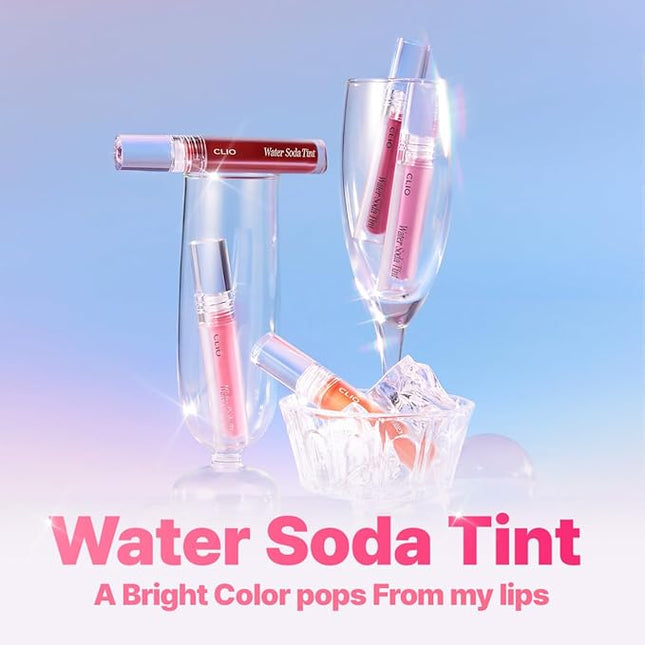 CLIO Water Soda Tint 5 Colors, Korean Lip Stain, High Moisturizing, Strong Hydrating Water Lip Oil, Gloss, Non Sticky Lip Stain, K-Beauty Lips (03 TANGERINE POP, One Size)