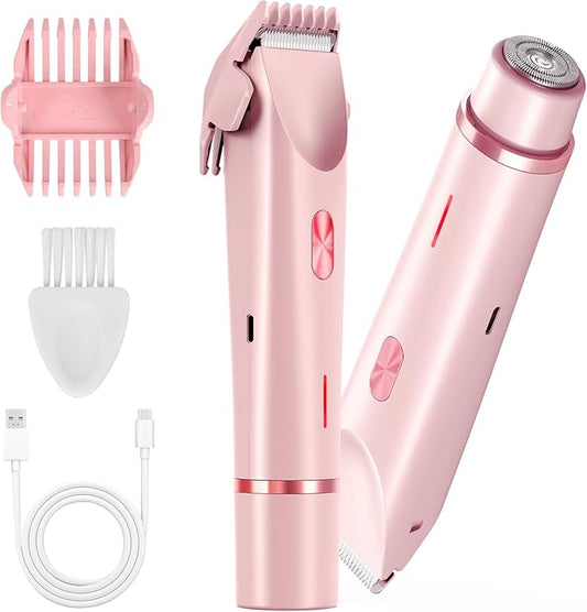Dermawave Bikini Shaver 2.0, Electric Bikini Trimmer for Women Pubic Hair, 2 in 1 Dual Head Body Hair Electric Razor, Waterproof, Wet/Dry