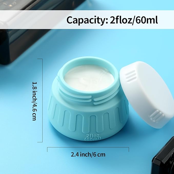 Gemice 2 oz Travel Containers for Toiletries, 4-Pack TSA Approved Travel Size Toiletries Containers for On-the-Go, Small Leak-Proof Travel Essentials Silicone Jar for Shampoo, Lotions, Cleanser