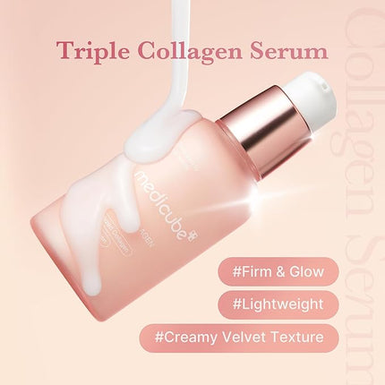 Medicube Triple Collagen Serum 1.85 fl.oz - Nourish dull skin with Triple Collagen Complex - A lightweight serum with Niacinamide and Hyaluronic Acid - Korean Skincare