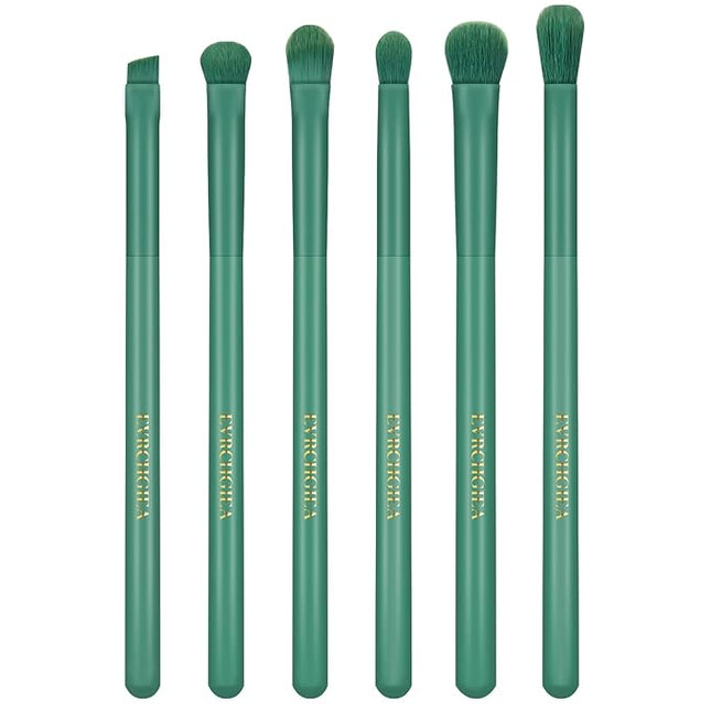Eye Makeup Brush Set, 6 Pcs Professional Blending Eyeshadow Makeup Brushes for Concealer Eyebrows Eyeliner, Soft Hairs & Wood Handle (green)…