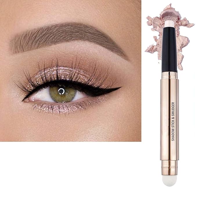 May Foltran Sand Shimmer #02 Cream Eyeshadow Pencil, Nude Pink Sparkle, Hypoallergenic Waterproof Long Lasting Eye Shadow Stick, Multi-Dimensional High Pigment Eye Highlighter Pen