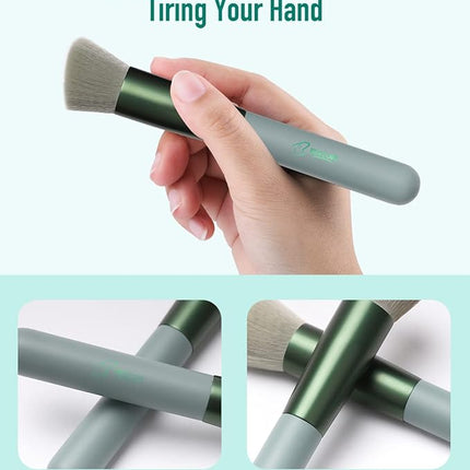 BESTOPE PRO 16 Pcs Makeup Brush Set Makeup Brushes for Eyes and Face, Blending Brush for Foundation, Premium Synthetic Powder Concealers Makeup Brushes, Eye Shadows Brushes, Eyeliner Brushes Green