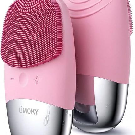 Facial Cleansing Brush, 3-in-1 Electric Silicone Face Scrubber, Vibrating Massager, IPX7 Waterproof, USB Rechargeble Pore Brush for Deep Cleanning, Blackhead Remover, Exfoliating (Pink)