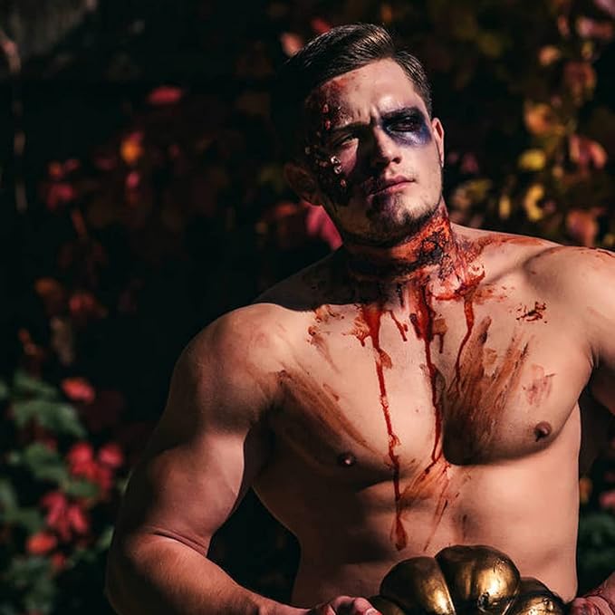 MEICOLY 2.1oz Halloween Fake Blood Makeup- Realistic Sangre Falsa Washable Edible Liquid with 0.7oz Cleaning Soap - Squirt Blood for Clothes,Zombie Vampire Monster,SFX Cut Flesh Wound Makeup - Bright