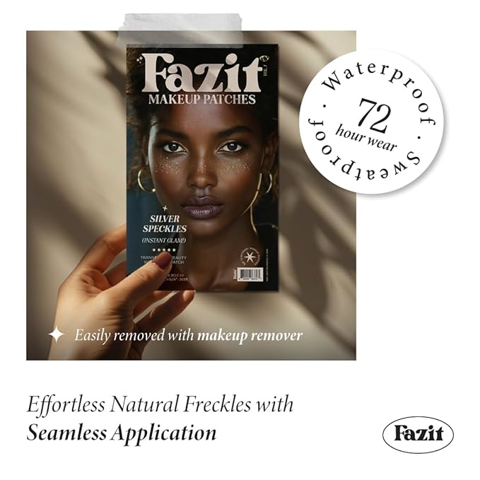 Makeup Patches - Silver - Face Glitter Makeup Speckles - Glow Up Makeup Patches - Face Glitter Speckles Patches - Cute Glitter Makeup Accessories for Women - Cosmetic Glitter for Face - 6 Count