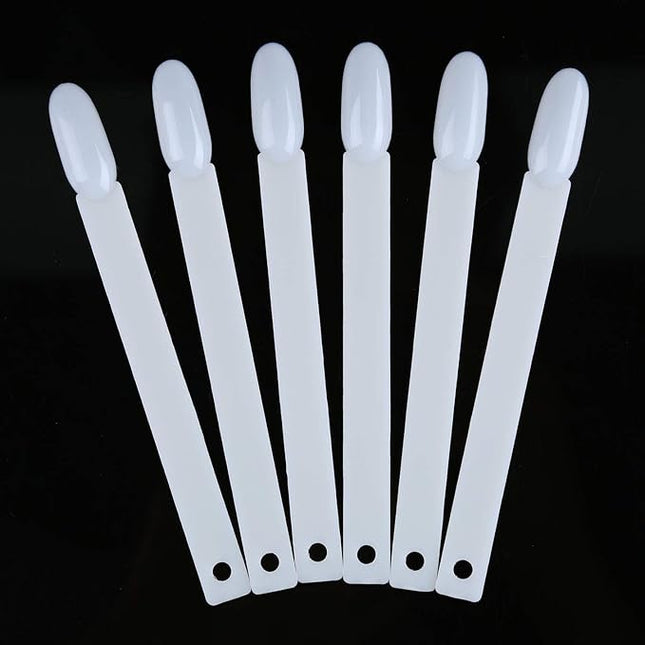 200 Pcs False Nail Art Tips Display, Natural Nail Sample Stick with Metal Split Ring Holder