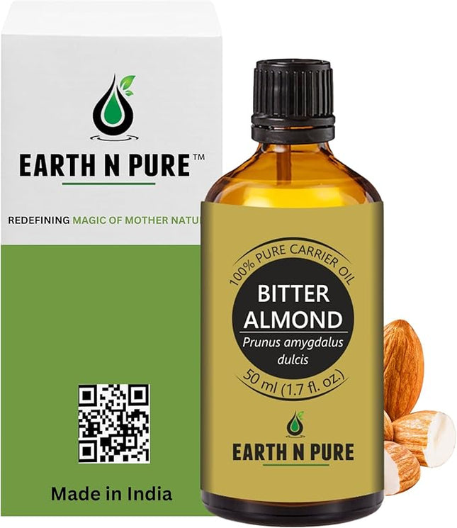 Earth N Pure Bitter Almond Oil (Badam Oil) Cold Pressed, Therapeutic Grade for Body, Skin, Hair 50 ml