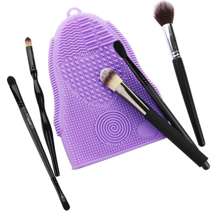 Makeup Brush Cleaner Glove Mat Mitt Silicone Cosmetic Cleaning Scrubber Tool Face Brushes and Eye Brush Washing Pad Purple