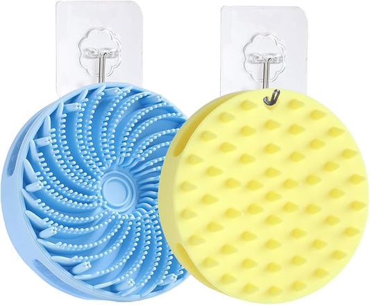 Upgraded Version Silicone Body Scrubber,Double-Sided Design Body Brush Silicone Body Scrubber Exfoliating Body Brushes for Suitable showering all skin types,Environmentally friendly silicone loofah