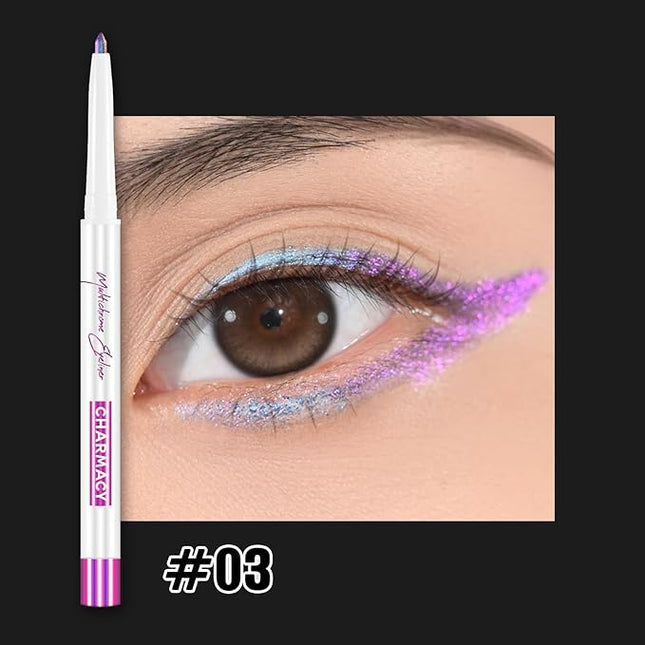 CHARMACY Chameleon Multichrome Eyeshadow Pencil, Shifting Color Eyeliner & Shadow Stick, Waterproof, Long-Lasting, Smudge-Proof Creamy Gel Formula for Metallic Glitter Makeup (B03)