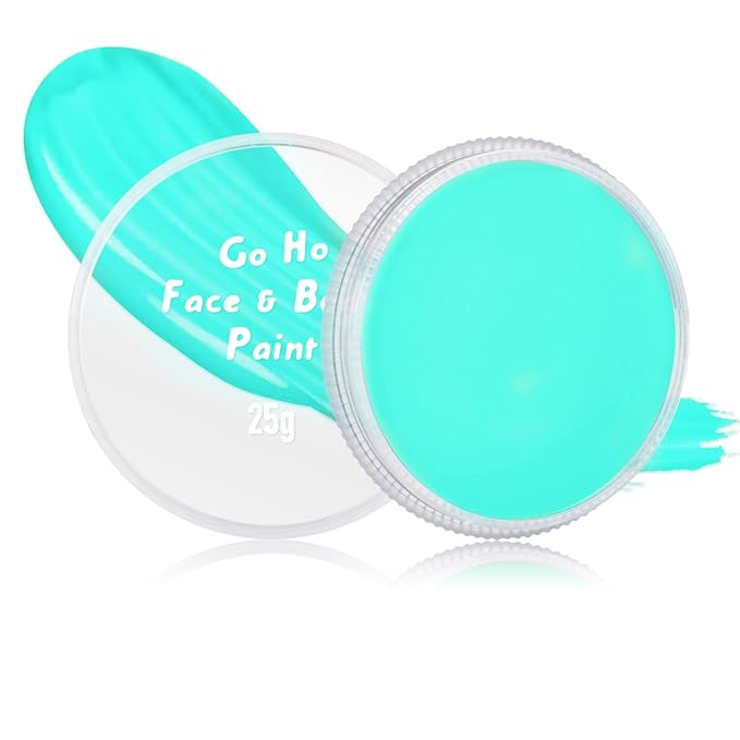Go Ho Teal Face Paint Washable for Halloween Makeup,Creamy to Gel Water Based Teal Body Paint Full Coverage for Cosplay SFX Costumes Festivals Makeup,25g