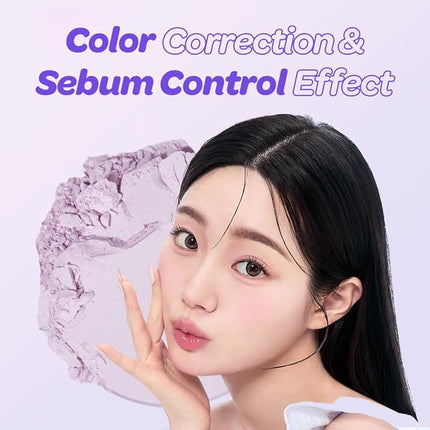 I'M MEME Compact - Purple Cotton Tone Control Pact | Korean Pressed Setting Powder With Berry Complex, Makeup Powder, Translucent Compact, Finishing Powder, Oil Free Face Powder, Preppy Stuff, 0.35 Oz