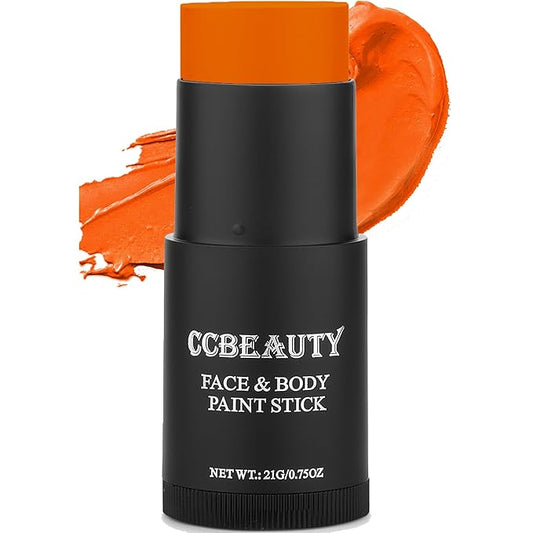 CCbeauty Orange Face Paint Stick, Face Painting Kit, Full Coverage SFX Makeup Foundation, Professional Hypoallergenic Body Paint for Halloween Costume Party, Creepy Pumkin, Tiger, Ompa Lompa Makeup