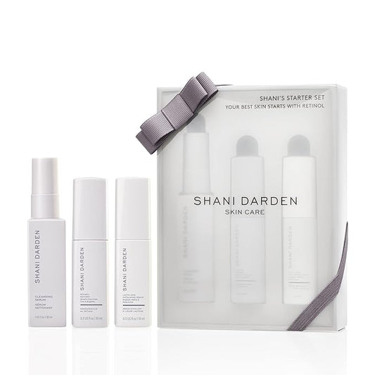 SHANI DARDEN SKIN CARE Starter Set, Travel Size Cleansing Serum, Retinol Reform Anti-Aging and Lactic Acid Face Serum for the Appearance of Glowing and Smooth Skin (3 Pack)