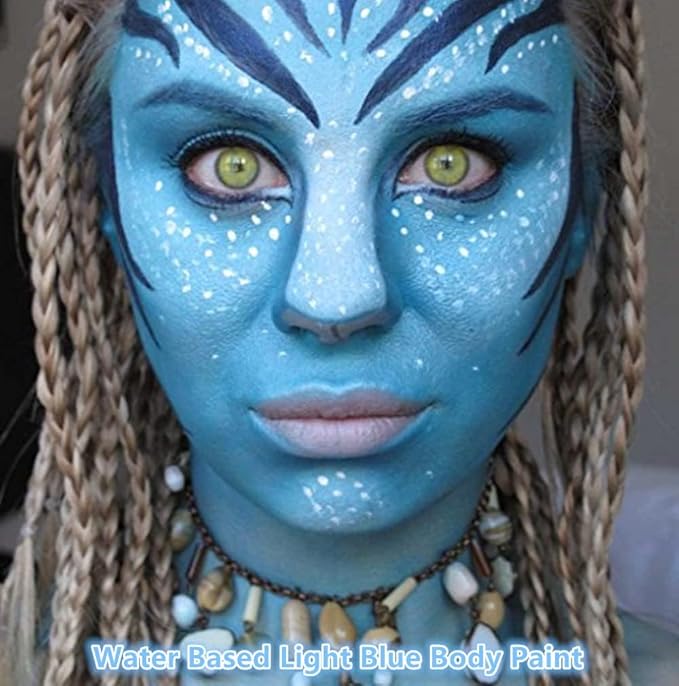 Go Ho Light Blue Face Paint Stick,Water Based Pale Blue Body Paint Washable,Smooth Face Paint Kit,Halloween Cosplay SFX Ghost Bride Sally Makeup