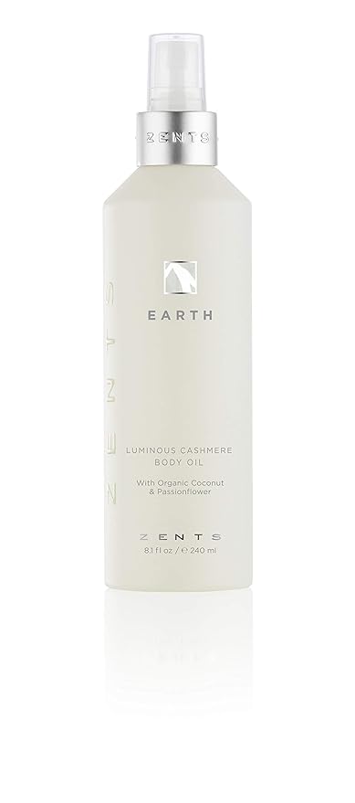 Zents Luminous Cashmere Body Oil (Earth Fragrance) | Moisturizing Body Oil with Vitamin E & Organic Coconut Oil | Softens & Smooths Skin | 8 fl oz