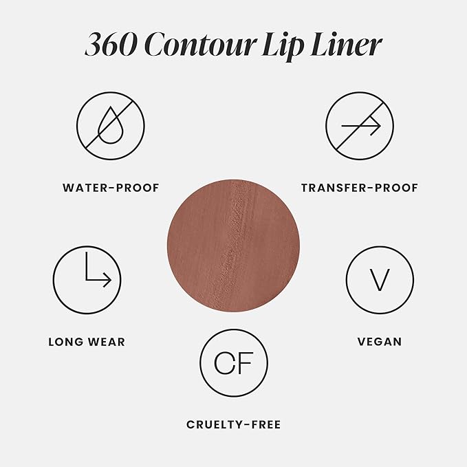Wonderskin Lip Liner Pencil - 360 Contour Lipliner, Long Lasting, Sharpenable Lip Pencil, Waterproof and Transfer-Proof Nude Lip Liner (Walnut)