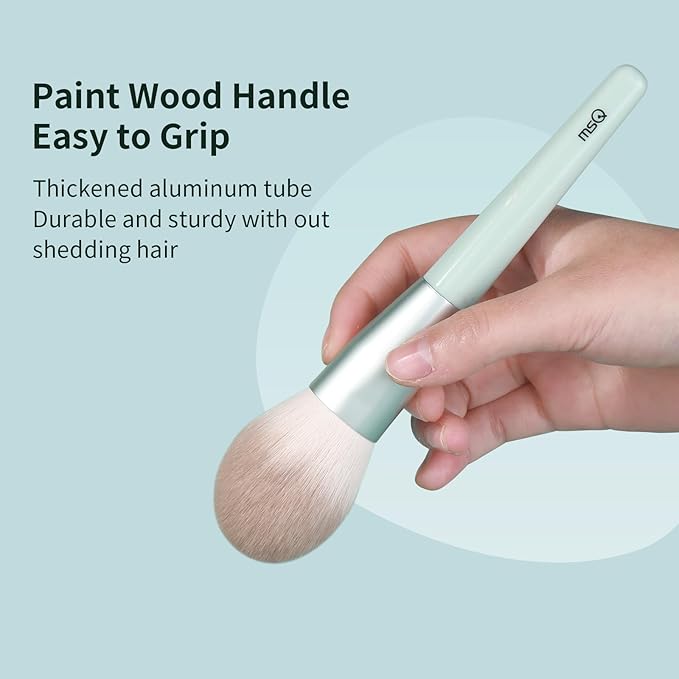 MSQ Make Up Brushes 10Pcs Powder Brushes Stipple Brush Synthetic Hair Makeup Brush Set with Bag for Powder Blending Contour Eyeshadow Eyeliner Nose Shader Concealer