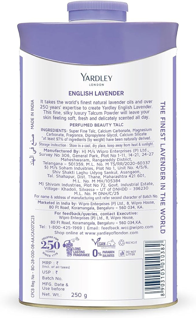 Yardley English Lavender Perfumed Talc, 250Gm