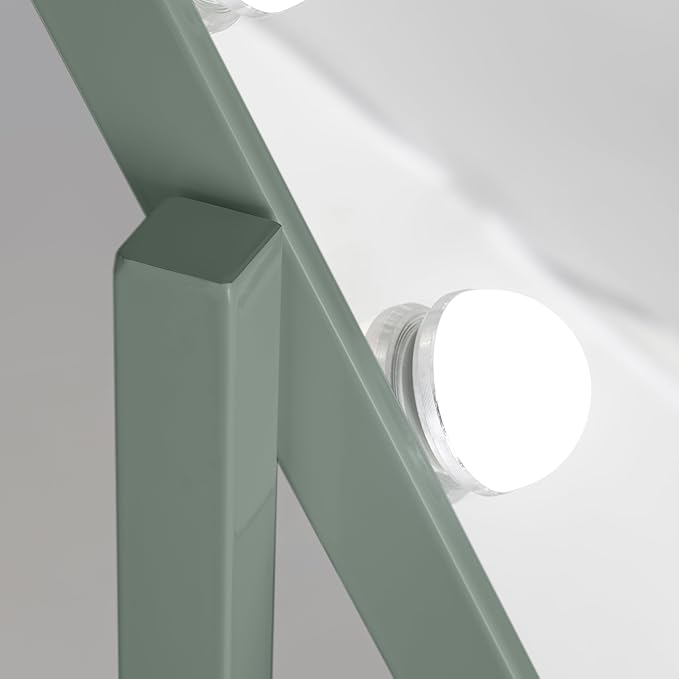 Zadro Hollywood Lighted Vanity Mirror with 15 LED Bulbs, 3 Color Light Settings, 360° Rotation Makeup Mirror Head (21" H x 18" W | 1X | Dark Green)