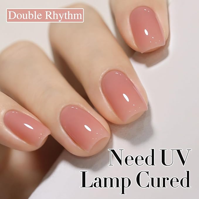 Double Rhythm 0.50 OZ Translucent Gel Polish Same Color Same Bottle Sheer Pastel Neutral Natural Milky 15 ML Jelly UV Nail Art DIY at Home (Light Pink-A1494)