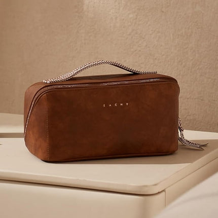 EACHY Travel Makeup Bag,Large Capacity Cosmetic Bags for Women,Waterproof Portable Pouch Open Flat Toiletry Bag Pattern Makeup Bag