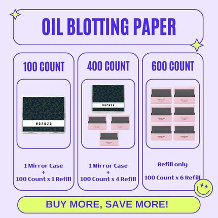 [400 Counts + Mirror Case] Natural Bamboo Charcoall Oil Blotting Sheets for Face with Mirror Compact and Refills