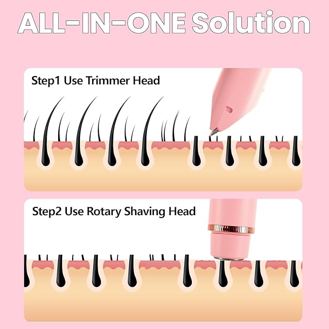 2025 Upgraded Dermave Bikini Shaver - 2 in 1 Bikini Trimmer for Women with LCD Display, Dual Head Cordless Electric Shaver, IPX7 Waterproof Wet/Dry Body Hair Trimmer for Face, Body & Intimate Areas