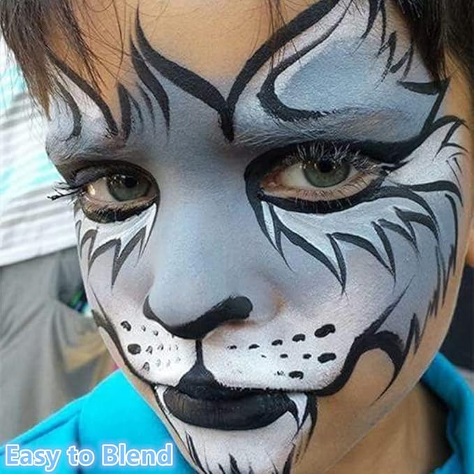 Go Ho Grey Face Paint Washable for Halloween Makeup,Creamy to Gel Water Based Grey Body Paint Full Coverage for Adults Children Cosplay SFX Zombie Vampire Makeup,Light Grey A,25g