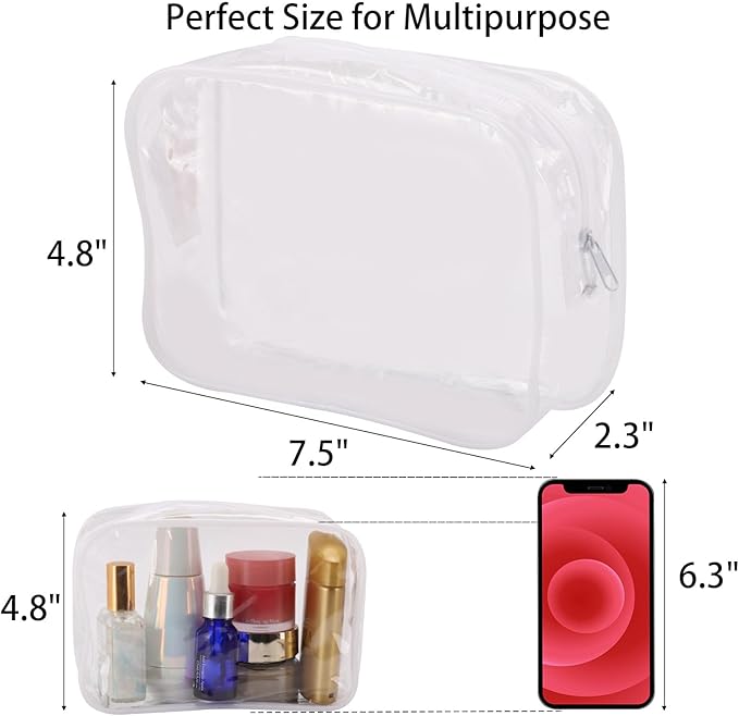 Tbestmax 20 Pack Clear Cosmetic Bags Makeup Bags Portable Waterproof Travel Toiletry Bags Organizer White, 7.5"x 4.8"x 2.3"