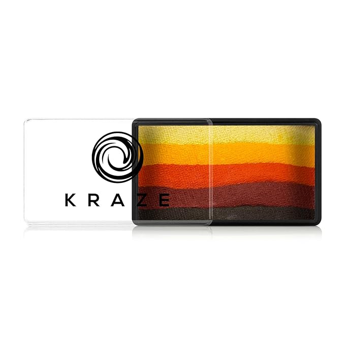 Kraze FX Dome Stroke - Autumn Leaf by Linnea (25 gm), Professional 1-Stroke Split Cake, Hypoallergenic, Non-Toxic, Water Activated Face & Body Painting Makeup Supplies for Kids Safe Adults