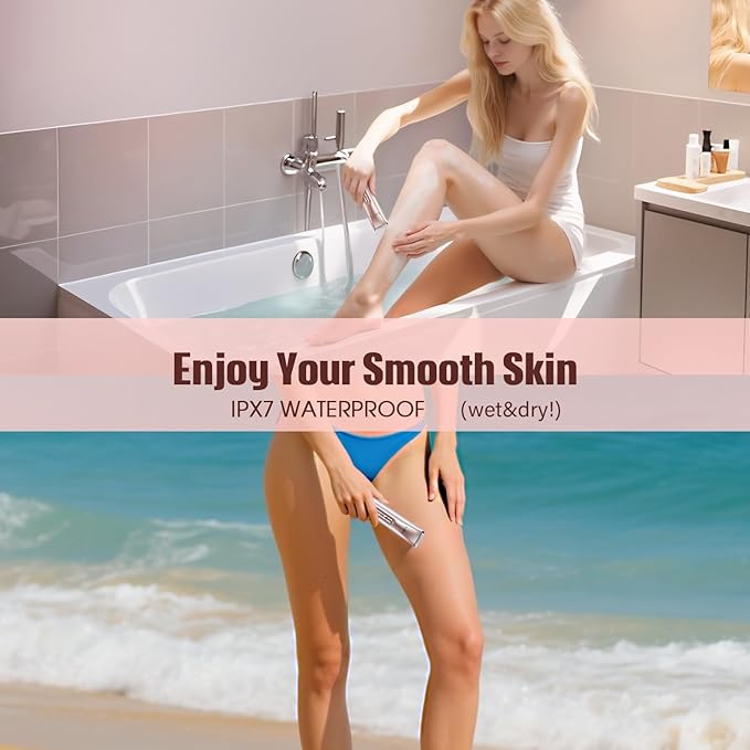 Bikini Trimmer for Women, 2 in 1 Dual Head Bikini Shaver IPX7 Waterproof Women Eletctric Razors, USB-C Rechagreable Body Shaver for Public Hair, Silk Skin, Facial and Body, Rose Gold