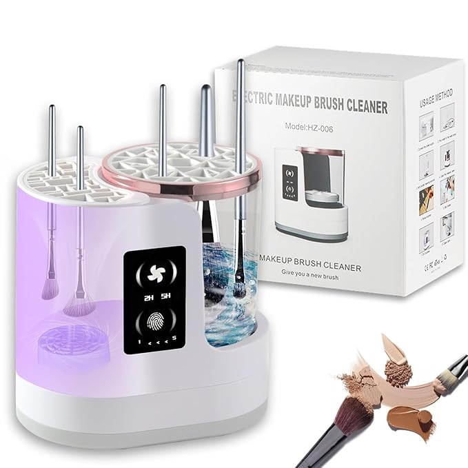 3-in-1 Electric Makeup Brush Cleaner, Dryer & Storage Drying Available Fast Cleaning & Healthy Skin Care Automatic Cleaning Tool for All Size Brushes