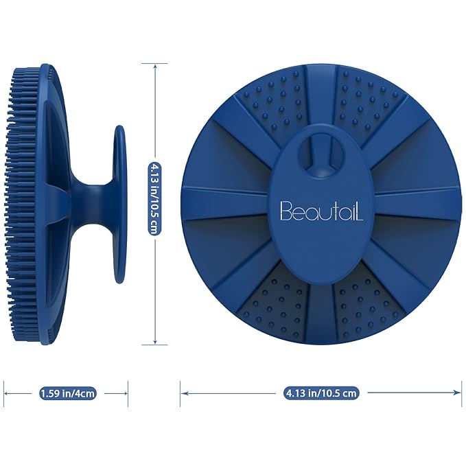 Silicone Body Scrubber, BEAUTAIL Shower Bath Scrubber, More Hygienic Than Traditional Loofah, Lather Nicely, Long Lasting, Gentle Exfoliating Brush for Women Men Baby Sensitive Skin, 1 Pack, Blue
