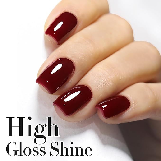 Double Rhythm Translucent Gel Polish Sheer Neutral Natural Light Milky Same Color Same Bottle 15ML Jelly UV Polish Nail Art DIY at Home (Dark Burgundy-A1487)