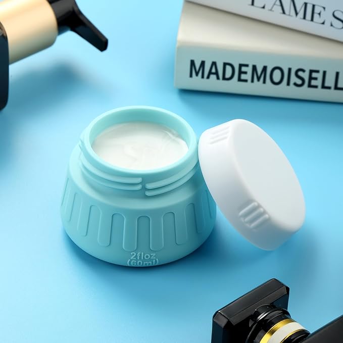 Gemice 2 oz Travel Containers for Toiletries, 4-Pack TSA Approved Travel Size Toiletries Containers for On-the-Go, Small Leak-Proof Travel Essentials Silicone Jar for Shampoo, Lotions, Cleanser