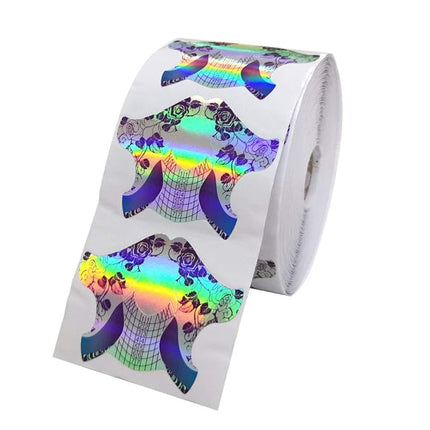 FingerAngel 500Pcs Laser Nail Forms Gel Polish Extension Forms Acrylic Tips Nail Art Decoration DIY Nail Gel Curl