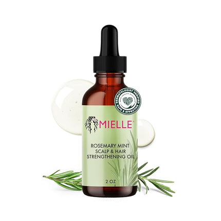 Mielle Organics Rosemary & Mint Hair Oil - Strengthening Biotin Oil Infused Frizzy & Damaged Hair Care - Split Ends & Dry Scalp Treatment to Support Longer, Healthier Strands, 2oz