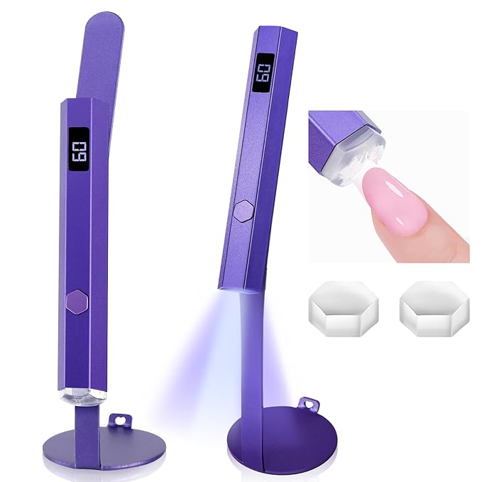 SAVILAND Handheld Magnetic U V Light for Nails: 2-in-1 Fast Curing U V Nail Dryer Nail Stamper Magnetic Stand Cordless Handheld LCD Display Screen Nail Light Portable Mini Nail Dryer Gel Lamp Light