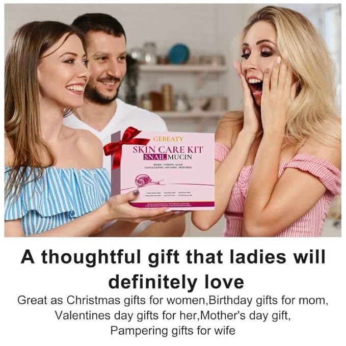 Skin Care Set,Korean Snail Mucin Essence Anti-aging Moisturize Repair Soothe Hydrate,Glass Skincare Routine Kit for Dull & Dry Skin,Skincare Gift Set Teens Stocking Stuffers Christmas Gifts for Women