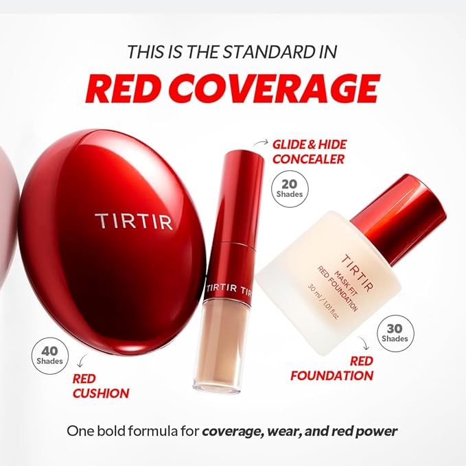 TIRTIR Mask Fit Red FoundationㅣLong Lasting Flawless Coverage, Energy Essence, Lightweight, Hydrating, Pore-Blurring, Breathable Satin Finish, Makeup, Radiant Skin, #49N Deep Chestnut, 1.01 Fl Oz