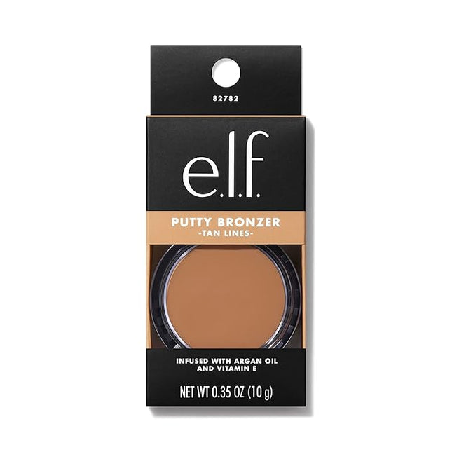 e.l.f. Putty Bronzer, Creamy & Highly Pigmented Formula, Creates a Long-Lasting Bronzed Glow, Infused with Argan Oil & Vitamin E, Tan Lines, 0.35 Oz