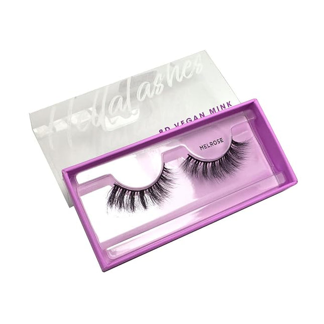 KARA BEAUTY Style L6 Hellalashes 8D Faux Mink Lashes Lightweight Synthetic Fiber in 8 Dimensional Layers MELROSE - Playful, Wispy-Flared, 1 Pair