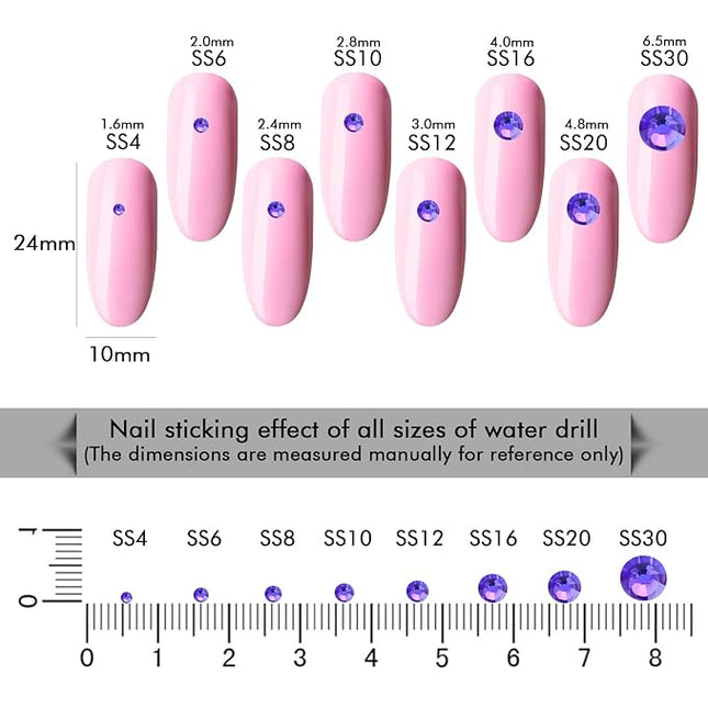 1440Pcs Purple Velvet Crystal Rhinestones,Glass Flatback Rhinestones Gemstones for Nail Face Makeup Art Crafts Clothes Decoration - (SS20,4.8mm,Purple Velvet)