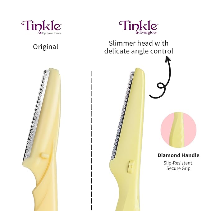 Tinkle Everglow Dermaplane Razor (3 ct), Eyebrow Razor & Face Razors for Women, Peach Fuzz Remover, Dermaplaning Tool, Stainless Steel Blades