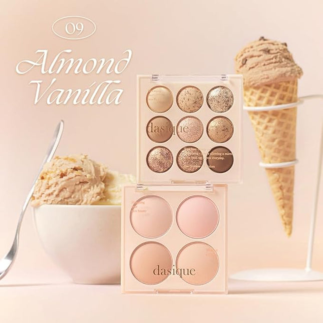 Dasique Blending Mood Cheek #09 Almond Vanilla | 4 Blendable Shades in Lightweight Smooth Powder | Vegan | Blush