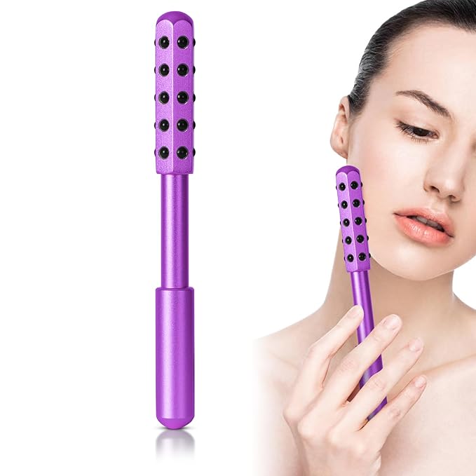 Up Lifting Massaging Beauty Roller Radiance Roller 30 Germanium Stone Face Roller for Uplift and Skin Care,Uplifting Face Massager (Purple)